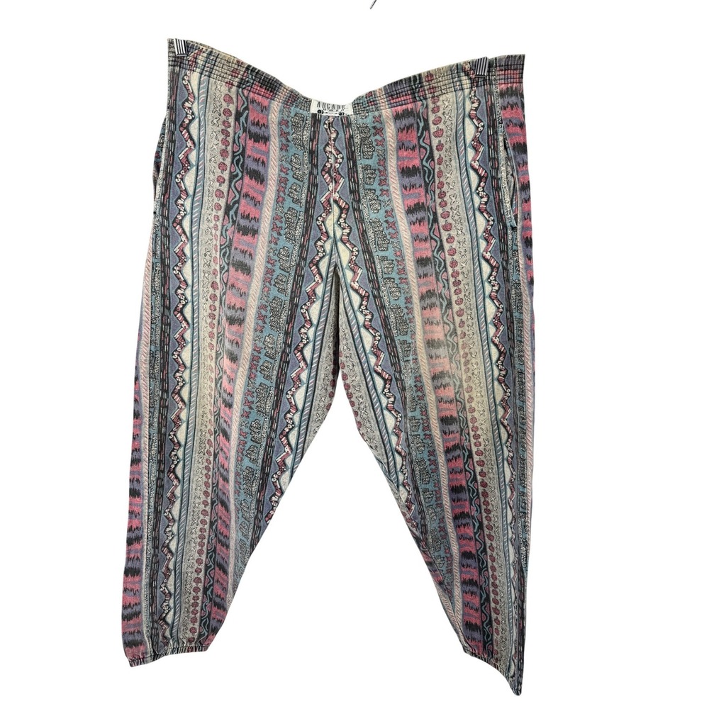 Vtg Arcade Power Sportswear Parachute Pants 80s 42 Hammer Baggy‎ Powerwear Aztec